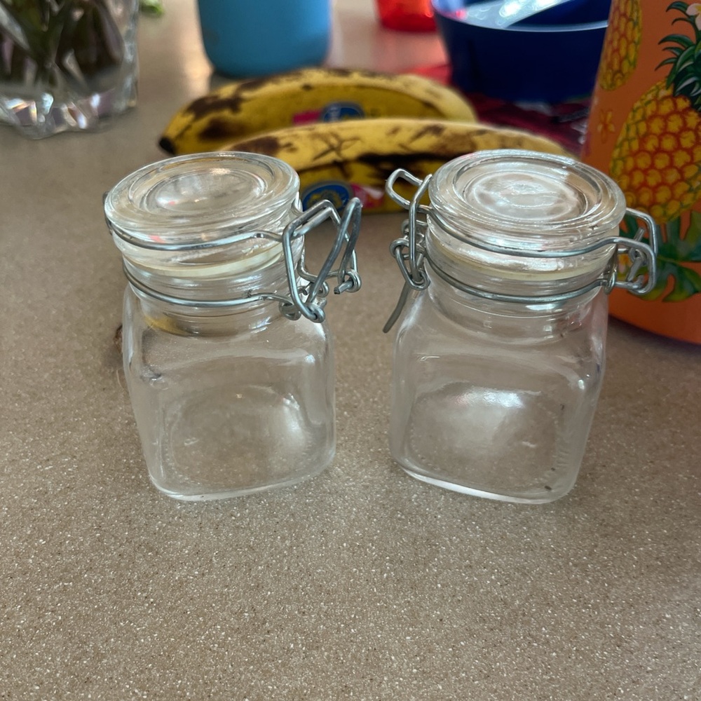 Pair of Clear Glass Storage Jars with Lids